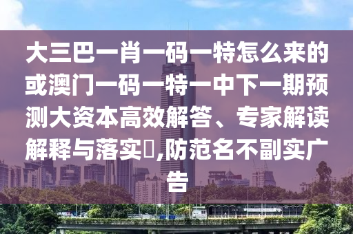 大三巴一肖一碼一特怎么來的或澳門一碼一特一中下一期預(yù)測(cè)大資本高效解答、專家解讀解釋與落實(shí)?,防范名不副實(shí)廣告