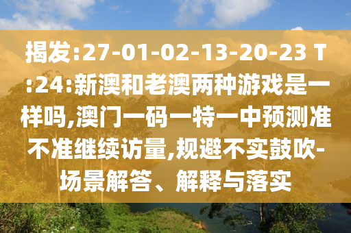 揭發(fā):27-01-02-13-20-23 T:24:新澳和老澳兩種游戲是一樣嗎,澳門一碼一特一中預(yù)測準(zhǔn)不準(zhǔn)繼續(xù)訪量,規(guī)避不實(shí)鼓吹-場景解答、解釋與落實(shí)